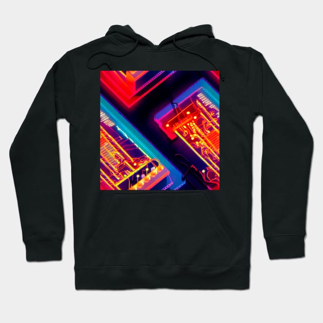 cyberpunk wires circuitboard futuristic electronics Hoodie by SJG-digital